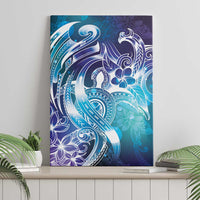 Aloha Hawaii Turtle Canvas Wall Art Teal Purple Ribbon - Polynesian Pride