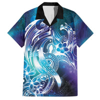 Aloha Hawaii Turtle Family Matching Off Shoulder Maxi Dress and Hawaiian Shirt Teal Purple Ribbon - Polynesian Pride