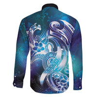 Aloha Hawaii Turtle Family Matching Off Shoulder Maxi Dress and Hawaiian Shirt Teal Purple Ribbon - Polynesian Pride