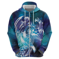 Aloha Hawaii Turtle Hoodie Teal Purple Ribbon - Polynesian Pride