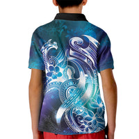 Aloha Hawaii Turtle Kid Polo Shirt Teal Purple Ribbon - Polynesian Pride