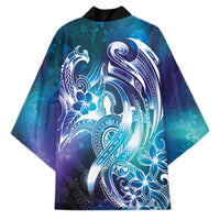 Aloha Hawaii Turtle Kimono Teal Purple Ribbon - Polynesian Pride
