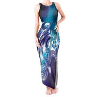 Aloha Hawaii Turtle Tank Maxi Dress Teal Purple Ribbon LT7 Women Purple Teal - Polynesian Pride
