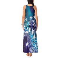 Aloha Hawaii Turtle Tank Maxi Dress Teal Purple Ribbon LT7 - Polynesian Pride