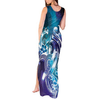 Aloha Hawaii Turtle Tank Maxi Dress Teal Purple Ribbon LT7 - Polynesian Pride