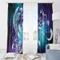 Aloha Hawaii Turtle Window Curtain Teal Purple Ribbon - Polynesian Pride
