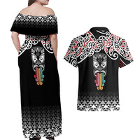 Kia Kaha Te Reo Maori Couples Matching Off Shoulder Maxi Dress and Hawaiian Shirt 50 Years Mo Ake Tonu Te Reo - Polynesian Pride
