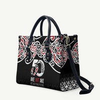 Kia Kaha Te Reo Maori Leather Bag 50 Years Mo Ake Tonu Te Reo LT7 Black - Polynesian Pride