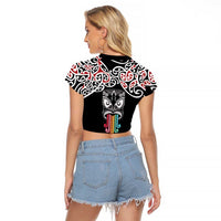 Kia Kaha Te Reo Maori Raglan Cropped T Shirt 50 Years Mo Ake Tonu Te Reo LT7 - Polynesian Pride