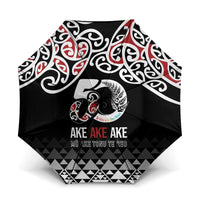 Kia Kaha Te Reo Maori Umbrella 50 Years Mo Ake Tonu Te Reo LT7 One Size Folded 11.42 inch Opened Diameter 37.4 inch Black - Polynesian Pride