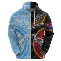 Personalised Fiji and Australia Hoodie Masi Patterns Mix Aboriginal Art LT7 - Polynesian Pride