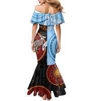 Personalised Fiji and Australia Mermaid Dress Masi Patterns Mix Aboriginal Art LT7 - Polynesian Pride