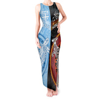Personalised Fiji and Australia Tank Maxi Dress Masi Patterns Mix Aboriginal Art LT7 Women Colorful - Polynesian Pride