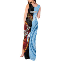 Personalised Fiji and Australia Tank Maxi Dress Masi Patterns Mix Aboriginal Art LT7 - Polynesian Pride
