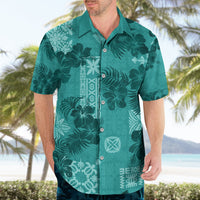 Vintage Hawaii Hawaiian Shirt Hibiscus Mix Hawaiian Quilt Patches - Teal LT7 - Polynesian Pride