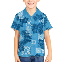 Hawaii Tapa Hawaiian Shirt Hibiscus Mix Hawaiian Quilt Patches - Blue LT7 - Polynesian Pride