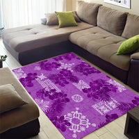 Hawaii Tapa Area Rug Hibiscus Mix Hawaiian Quilt Patches - Violet LT7 - Polynesian Pride