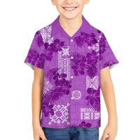 Hawaii Tapa Hawaiian Shirt Hibiscus Mix Hawaiian Quilt Patches - Violet LT7 - Polynesian Pride