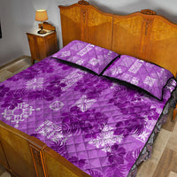 Hawaii Tapa Quilt Bed Set Hibiscus Mix Hawaiian Quilt Patches - Violet LT7 - Polynesian Pride