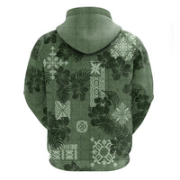 Hawaii Tapa Hoodie Hibiscus Mix Hawaiian Quilt Patches - Sage Green LT7 - Polynesian Pride