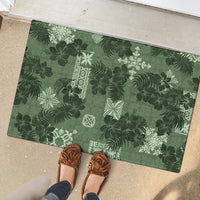 Hawaii Tapa Rubber Doormat Hibiscus Mix Hawaiian Quilt Patches - Sage Green LT7 - Polynesian Pride