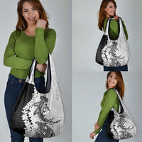 Polynesian Plumeria Lei Grocery Bag with Hammerhead Shark