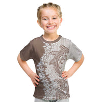 Polynesian Beige Plumeria Lei Kid T Shirt with Hammerhead Shark LT7 Beige - Polynesian Pride