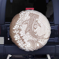 Polynesian Beige Plumeria Lei Spare Tire Cover with Hammerhead Shark LT7 - Polynesian Pride