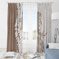Polynesian Beige Plumeria Lei Window Curtain with Hammerhead Shark