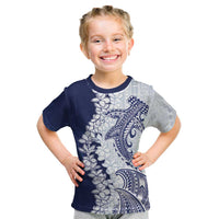 Polynesian Navy Blue Plumeria Lei Kid T Shirt with Hammerhead Shark LT7 Navy Blue - Polynesian Pride
