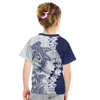 Polynesian Navy Blue Plumeria Lei Kid T Shirt with Hammerhead Shark LT7 - Polynesian Pride