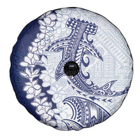 Polynesian Navy Blue Plumeria Lei Spare Tire Cover with Hammerhead Shark LT7 - Polynesian Pride