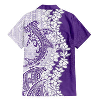 Polynesian Purple Plumeria Lei Family Matching Mermaid Dress and Hawaiian Shirt with Hammerhead Shark
