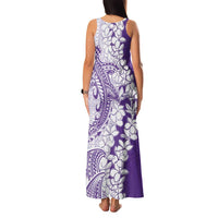 Polynesian Purple Plumeria Lei Family Matching Tank Maxi Dress and Hawaiian Shirt with Hammerhead Shark