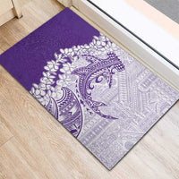 Polynesian Purple Plumeria Lei Rubber Doormat with Hammerhead Shark