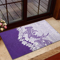 Polynesian Purple Plumeria Lei Rubber Doormat with Hammerhead Shark