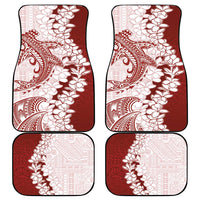 Polynesian Crimson Plumeria Lei Car Mats with Hammerhead Shark