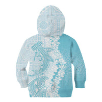 Polynesian Turquoise Plumeria Lei Kid Hoodie with Hammerhead Shark LT7 - Polynesian Pride