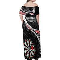 Personalised New Zealand Darts Family Matching Off Shoulder Maxi Dress and Hawaiian Shirt Maori Manaia LT7 - Polynesian Pride