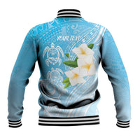 Personalized Guam Chamorro Baseball Jacket Turtles and Guasali Flowers