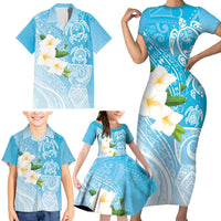 Personalized Guam Chamorro Family Matching Short Sleeve Bodycon Dress and Hawaiian Shirt Turtles and Guasali Flowers