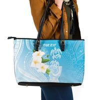 Personalized Guam Chamorro Leather Tote Bag Turtles and Guasali Flowers