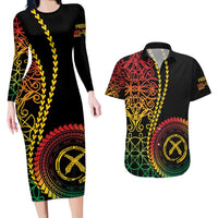 Proudly Ni-Van Sandroing Inspired Classic Style Couples Matching Long Sleeve Bodycon Dress and Hawaiian Shirt