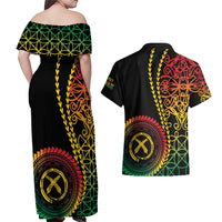 Proudly Ni-Van Sandroing Inspired Classic Style Couples Matching Off Shoulder Maxi Dress and Hawaiian Shirt