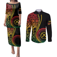 Proudly Ni-Van Sandroing Inspired Classic Style Couples Matching Puletasi and Long Sleeve Button Shirt