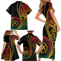 Proudly Ni-Van Sandroing Inspired Classic Style Family Matching Short Sleeve Bodycon Dress and Hawaiian Shirt