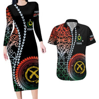 Proudly Ni-Van Sandroing Inspired Couples Matching Long Sleeve Bodycon Dress and Hawaiian Shirt Penama Classic Style