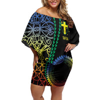 Proudly Ni-Van Sandroing Inspired Family Matching Off Shoulder Short Dress and Hawaiian Shirt Tafea Classic Style