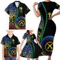 Proudly Ni-Van Sandroing Inspired Family Matching Short Sleeve Bodycon Dress and Hawaiian Shirt Tafea Classic Style