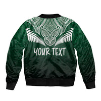 Personalised New Zealand Sleeve Zip Bomber Jacket Hei Matau Mix Silver Fern Basic LT7 - Polynesian Pride